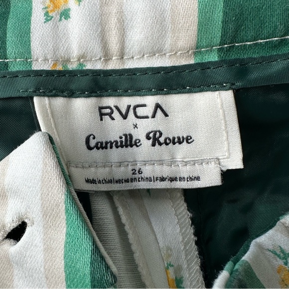 NWT RVCA x Camille Rowe Green/Cream Striped Pants | Size 26 - Picture 5 of 6